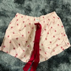 Pink Shorts with Red Bow Pattern